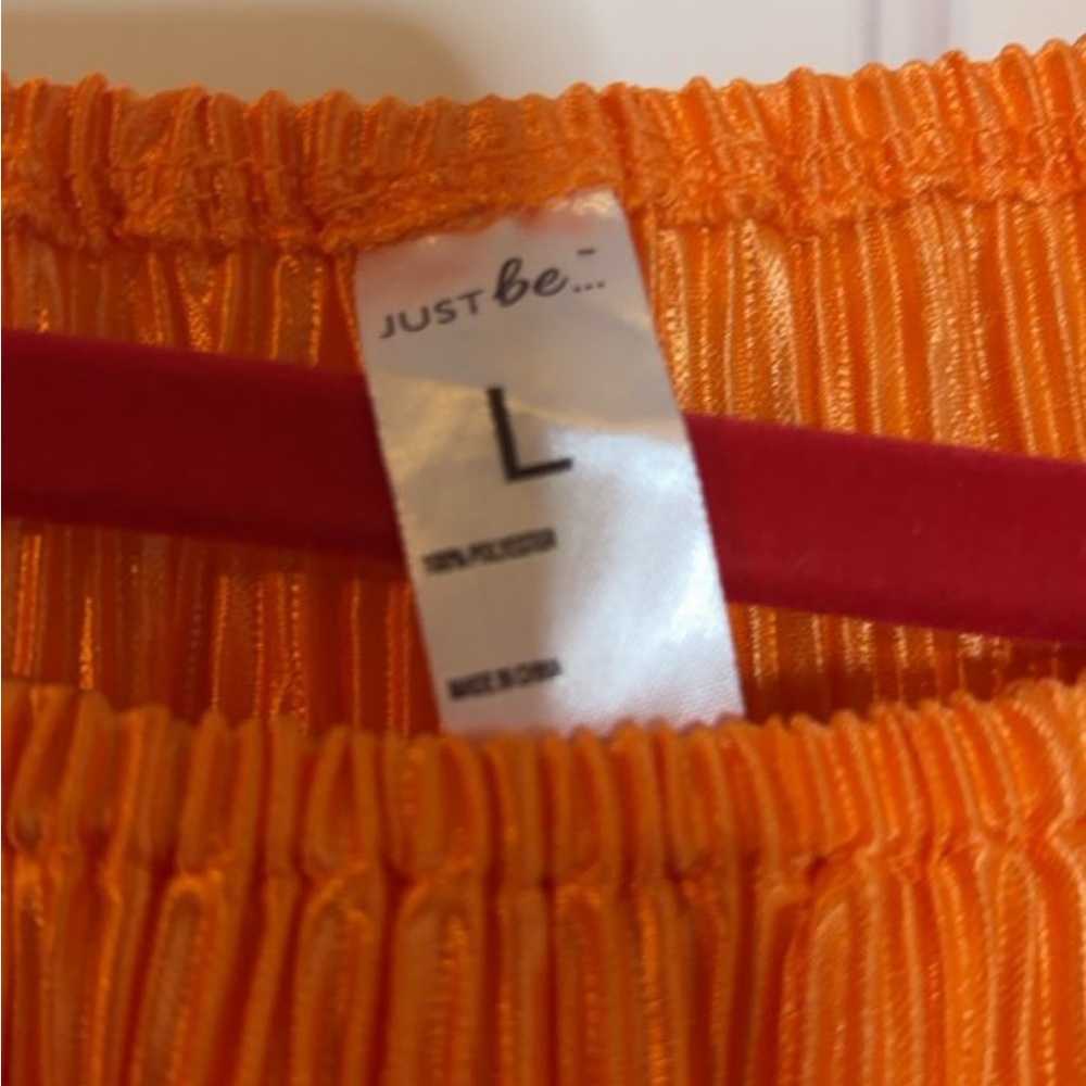 Just Be Vibrant Orange Pleated Blouse - Picture 2 of 3